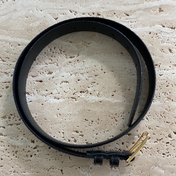 Black Snakeskin Belt w/ Gold Buckle, Made Taiwan, Size 32 - Picture 3 of 8